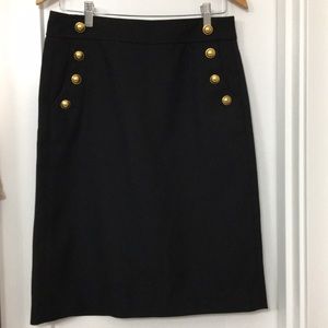 Ann Taylor Loft gold button black skirt 4